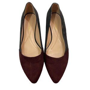 Andrew Geller shoes women's 8.5 gray maroon faux suede Ruzena flats pointy toe